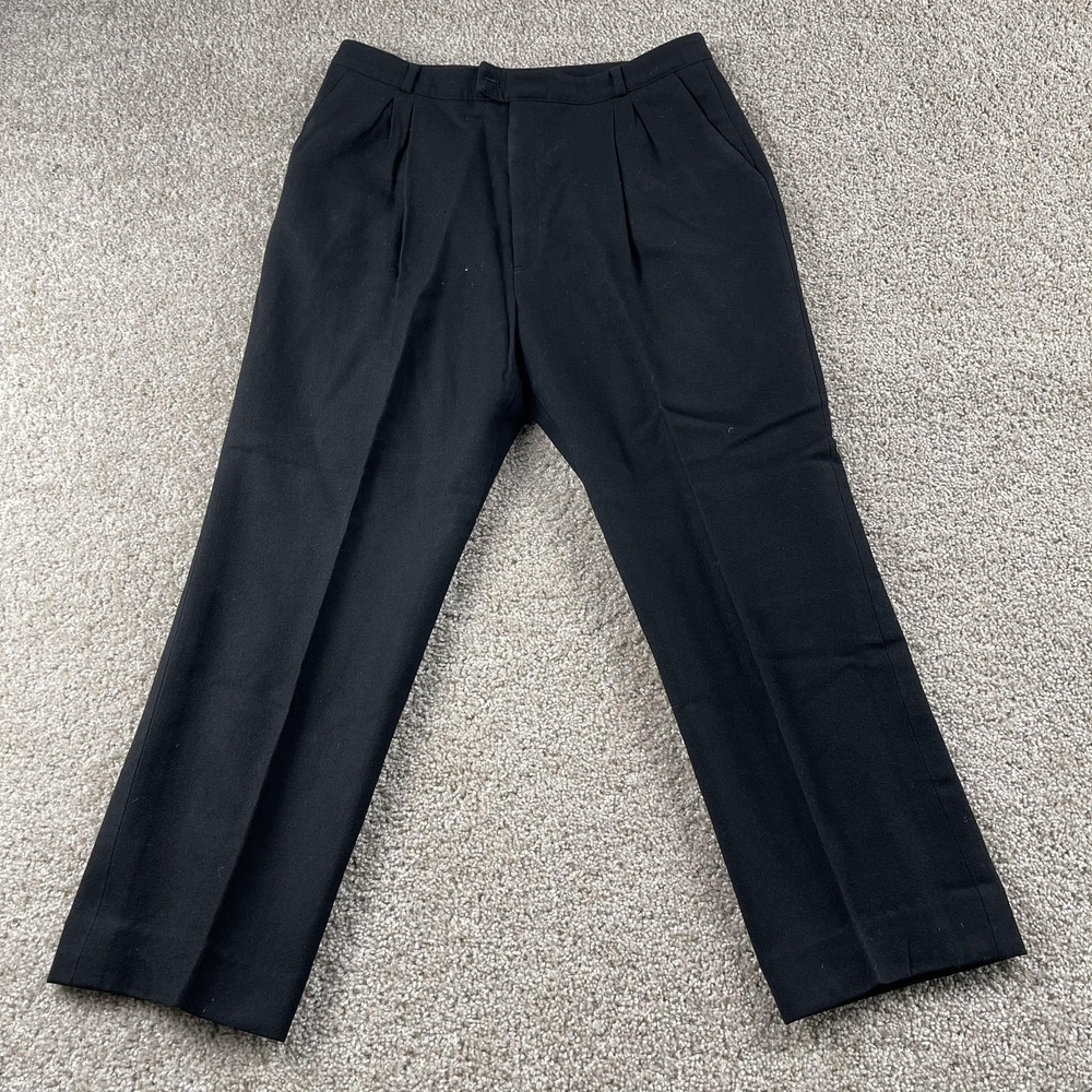 Vintage SIR For Her Dress Pants Womens 30 Black Wool Pleated Straight Leg Career